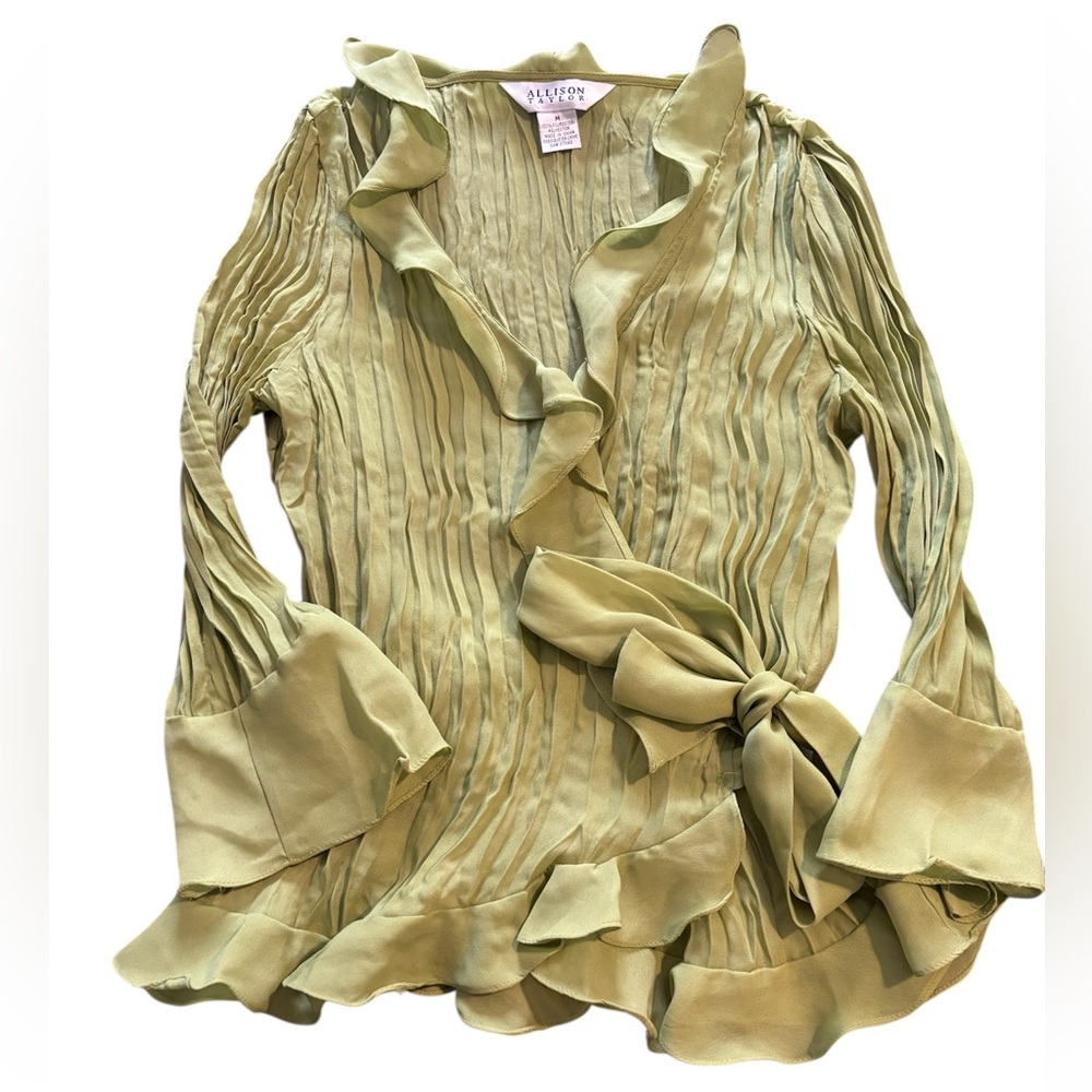 🟤🟤Allison Taylor Sage Green Ruffled Blouse